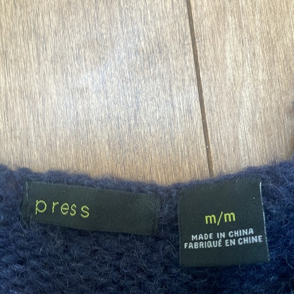 Press wool mohair blend navy blue swan knit sweater round neck size M - Picture 6 of 14